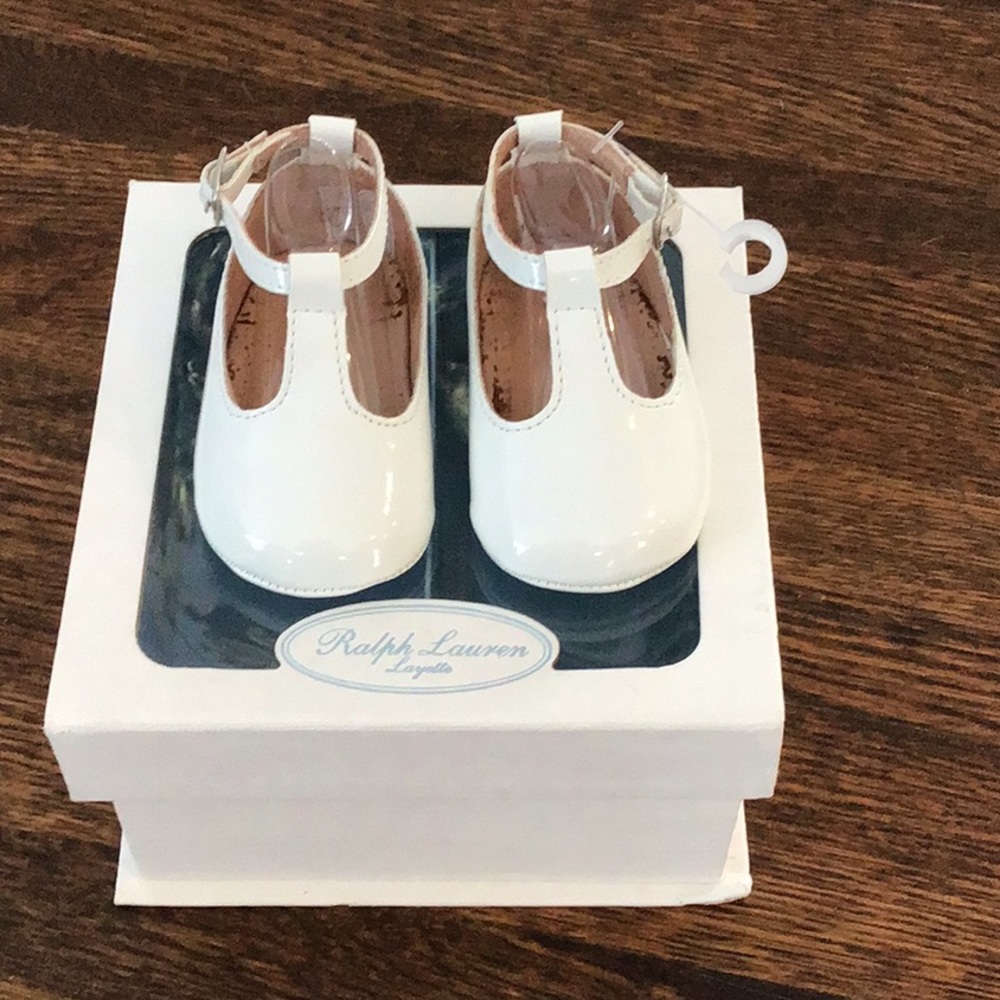 Ralph Lauren white t-strap infant shoes sz 1